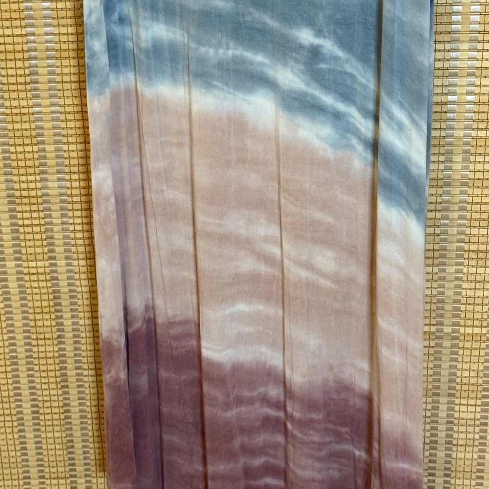 Cable & Gauge Womens XL Blue Mauve Tie Dye Sleeveless High Low Maxi Tank Dress - Picture 3 of 9